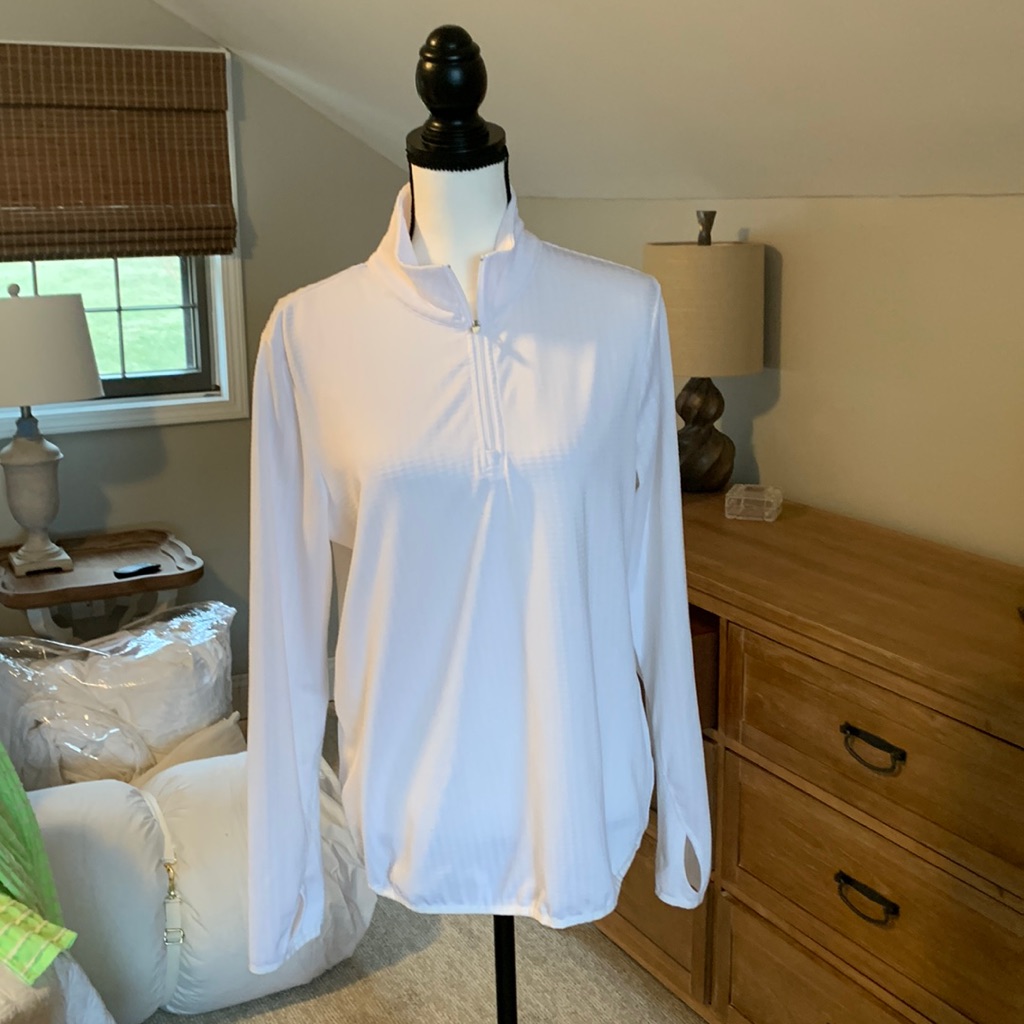 Jackie Activewear Quarter Zip Top White